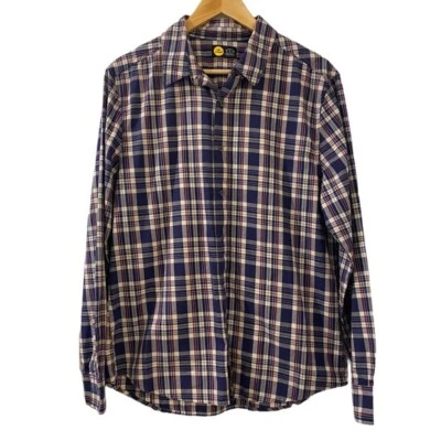 Camisa Life is Good Para Hombre Pequeña Roja Blanca Azul Manga Larga Cuadros Abotonada Top Foto 1 de 4