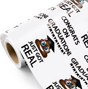 Funny Graduation Wrapping Paper Roll - Mini Roll - 17 Inch X 16.5 Feet - Congrat - Picture 1 of 7