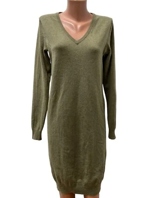 RALPH LAUREN Talla L 100% CACHEMIRA Vestido Punto Verde Manga Larga Midi Cal... Foto 1 de 4