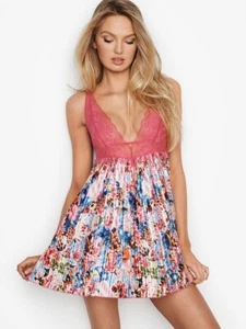 Victoria's Secret x Mary Katrantzou Medium Slip Pink White Pleated Satin Skirt - Picture 1 of 6