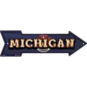Michigan Lampadina Lettering 2,25"x8" Freccia Calamita Frigorifero Cucina Casa - Foto 1 di 1