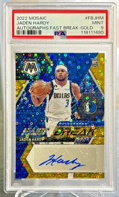 2022 Panini Mosaic Jaden Hardy RC Autographs Fast Break Gold /10 - PSA 9 - Imagen 1 de 2