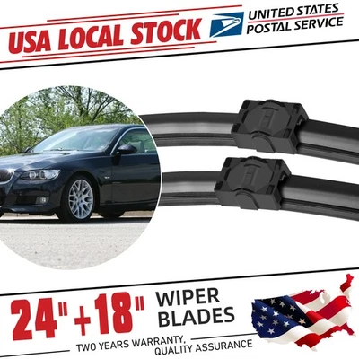 Front Windshield Wiper Blade Pair 24"+18" All Season For BMW 328i xDrive 2009 - Imagem 1 de 4