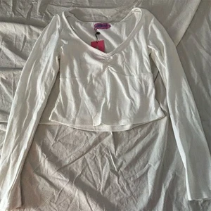 Edikted Women's White V-Neck Long Sleeve Blouse Size M Casual Top - Picture 1 of 8