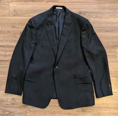 Armani Collezioni Giorgio Tessuto Wool Blazer Mens Black Tonal Stripe - 46R EUC - Image 1 of 4