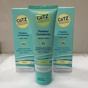 2 x COTZ Flawless Complexion protezione solare minerale colorata viso SPF 50, 2,5 once ciascuna - Foto 1 di 4