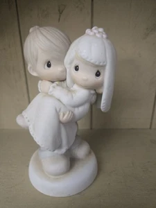 Precious Moments Bride & Groom Cake Topper "Bless You Two" E-9255 Vintage 1982 - Imagen 1 de 7