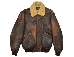 Vintage Type B-3 Air Force US Army Leather Shearling Bomber Jacket Size EU 48 - Picture 1 of 21