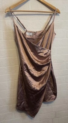 Ladies Silky Material Rose Spaghetti Strap Club L Mini Dress Size 8 - Image 1 of 2