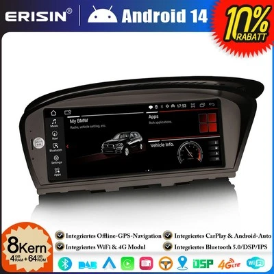 8.8” Android 14.0 Autoradio GPS Navi BMW 3er E90 E91 E92 E93 5er E60 E61 E63 CCC - Bild 1 von 4