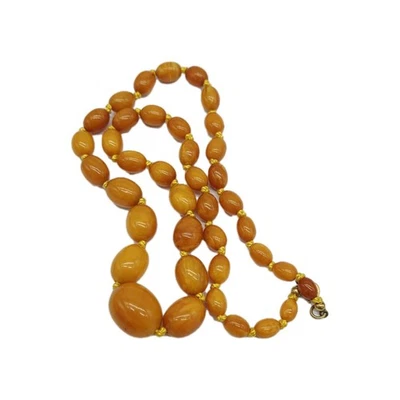 XL Art Deco Bernsteinkette OLIVEN Kette 28,8g Natur Bernstein Amber Butterscotch - Bild 1 von 4