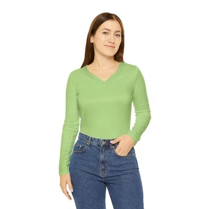 Vibrant Women’s Long Sleeve V-Neck Shirt | Stylish Top, Casual Wear, Gift Her - Picture 1 of 49