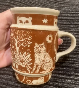Taza Vintage Taylor & Ng 1976 Jardín del Edén CATO/León" Esmalte Marrón RARA - Imagen 1 de 8