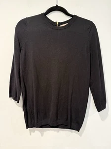 Philosophy Sweater Womens Small Black 3/4 Sleeve Zip Back Stretch Lightweight - Picture 1 of 7