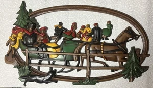 Syroco Wall Decor Horse Sleigh Evergreens Family 7327 1975 Rare 17" X 10" - Picture 1 of 2