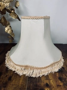 Vintage Glocken Lampenschirm Lampenschirm Lampenschirm creme beige Quaste Fransen - Bild 1 von 10