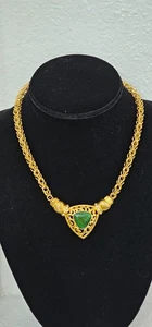 JBK Choker Necklace gold tone Malecite stone NWOT 19'' long Great cond. - Picture 1 of 15