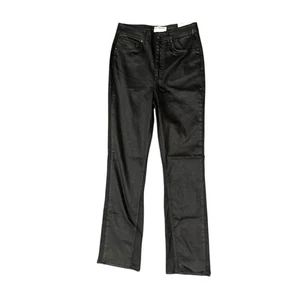Free People We The Free Xena High Rise Black Coated Slim Straight Pants Sz 30 - Picture 1 of 5
