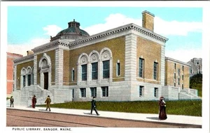 Bangor, ME Maine  PUBLIC LIBRARY  Carnegie Funded  ca1920's Vintage Postcard - Picture 1 of 2