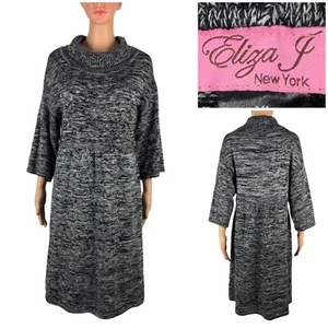 Eliza J Damen XL Kleid Pullover grau meliert Merinowolle schulterfrei gebraucht, in einwandfreiem Zustand - Bild 1 von 11