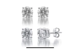DeCarat GSI zertifizierte Diamant Ohrstecker - 0,33 cttw rund - 14K Weißgold - Bild 1 von 1