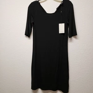Adrienne Vittadini XS Womens soft T-Shirt Dress Black Short Sleeve back buttons  - Picture 1 of 7
