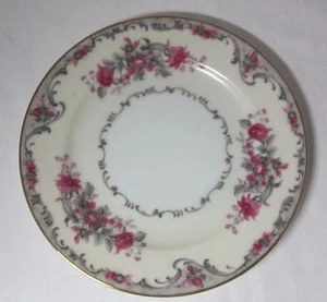 Grace China Made in Occupied Japan Corsage Rosa Blumen Grau Grau Blätter Teller - Bild 1 von 5