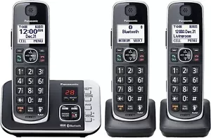 Panasonic Bluetooth Cordless Phone System Answering Machine Call Block 3 Handset - Picture 1 of 8