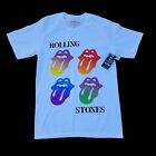 VERKAUF!! THE ROLLING STONES Autogramm Serie weißes Zungenhemd Hard Rock T-Shirt S