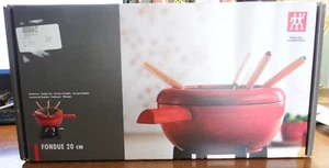 ZWILLING Henckels 8-in Red Fondue Pot Set with 6 Forks SEALED! - Picture 1 of 2