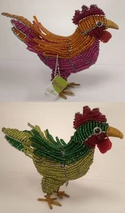 BEADWORX - ROOSTER - COCKEREL Small- HAND CRAFTED ~ BEAD WORK - BEADED GIFT Farm - Picture 1 of 6