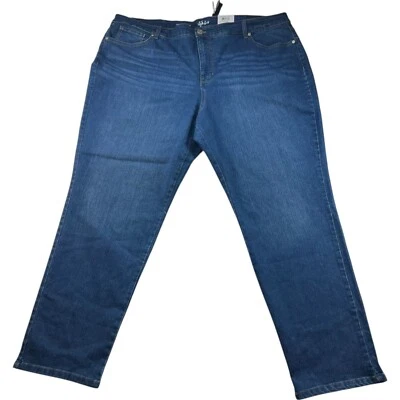 Pantalones de mezclilla rectos Style & Co para mujer talla grande 24W azul bolsillos elásticos nuevos Foto 1 de 4