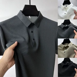 Sommer Herren Hemd Hohl Kurzarm Eis Seide Pullover Tops Atmungsaktive - Bild 1 von 22