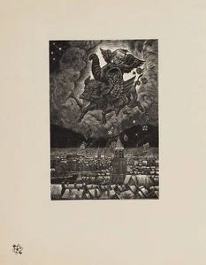 N. BULDER (1898-1964), Engel auf fliegendem Schwein, 1934, HSt. Symbolismus - Picture 1 of 5