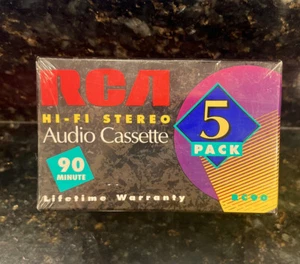5 Pack NEW RCA 90 Minute Blank Audio Cassette Tapes Stereo Hi-Fi SEALED RC90 - Picture 1 of 9