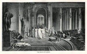 Death of Julius Caesar in the Senate murder 1892 vintage B&W art print - Picture 1 of 3