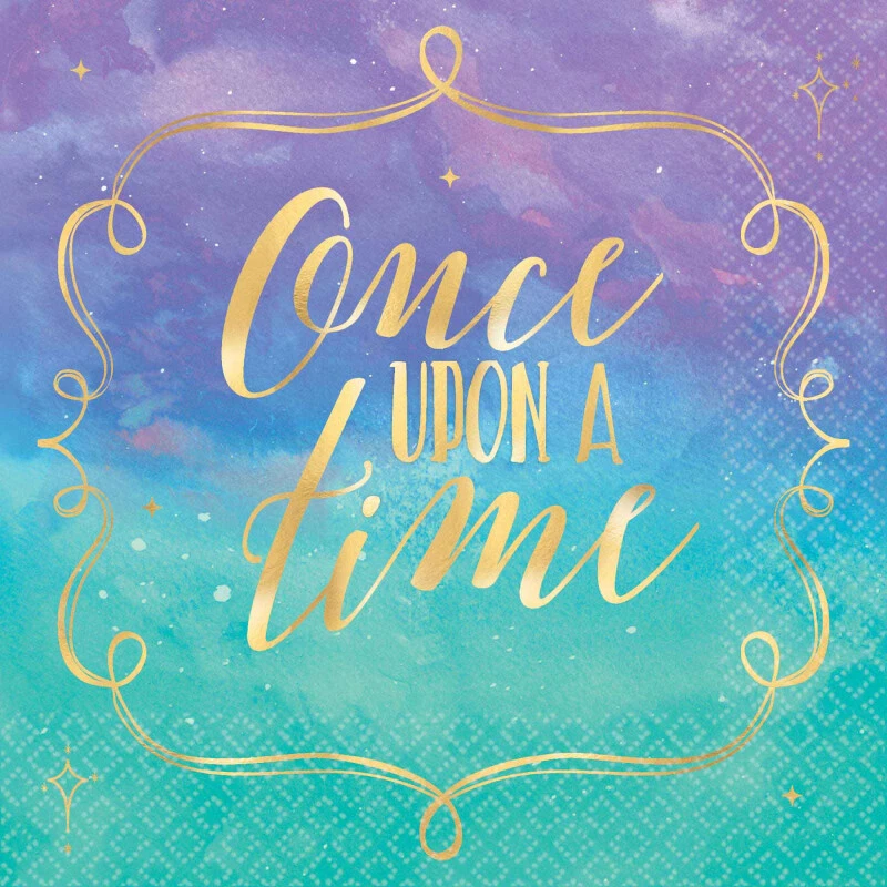 Disney Princess Once upon a Time Party Beverage Napkins 16pk Gold Stamped - Image 1 of 1
