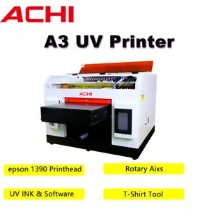 Impresora UV ACHI A3 6 colores plataforma cilíndrica rotación 3D en relieve para negocios - Imagen 1 de 15