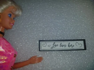 Shabby Chic Wall Plaque in Wood Frame For Barbie, or Doll House - Picture 1 of 7
