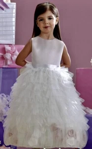 New BHLDN Joan Calabrese for Mon Cheri Pink Ivory Satin Tulle Flower Girl 6 $178 - Picture 1 of 3