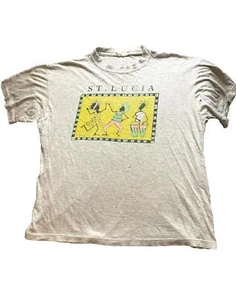 VTG St. Lucia Shirt Adult Extra Large Gray Dance Art Movement Thrashed 80s Mens - Picture 1 of 16