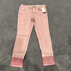 Jeans skinny denim rosa polvere filo universale nuovo con etichette orlo grezzo vita media taglia 8 - Foto 1 di 2
