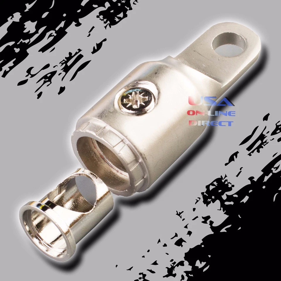 2pc Platinum 4/8 AWG Gauge Ring Terminal w/ Adapters Audio 12V Battery Marine US - Image 1 of 1