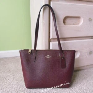 Coach Leder Fiona Reißverschluss Beuteltasche Schultertasche tiefrot weinrot merlot AUTHENTISCH CW395 - Bild 1 von 12