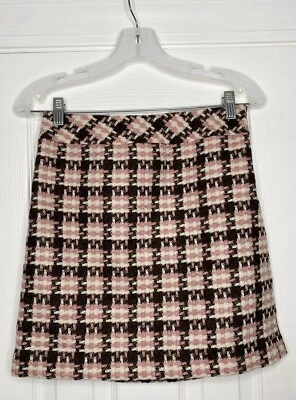 Minifalda Loft Petite para mujer a cuadros rosa blanco marrón mezcla de lana 2P nueva Foto 1 de 4