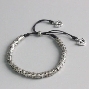 Brazalete brazalete budismo plata seis palabras mantra amuleto joyería hombres mujeres - Imagen 1 de 5