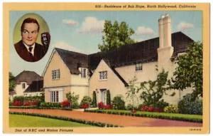 VINTAGE LINEN MOVIE STAR HOME POSTCARD BOB HOPE NORTH HOLLYWOOD CA 1941 070221 Q - Picture 1 of 2