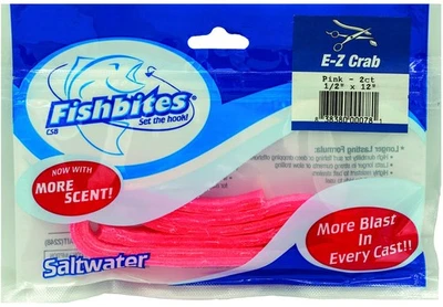 Tiras de cebo de pesca Fishbites EZ rosa 2,5 W x 12 L dura fundición tras fundición Foto 1 de 2