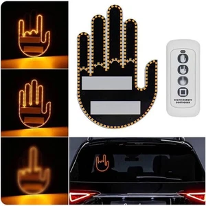 LED Gesture Hand Car Light Warning Reminder Light Middle Finger Rage Signs Funny - Picture 1 of 13
