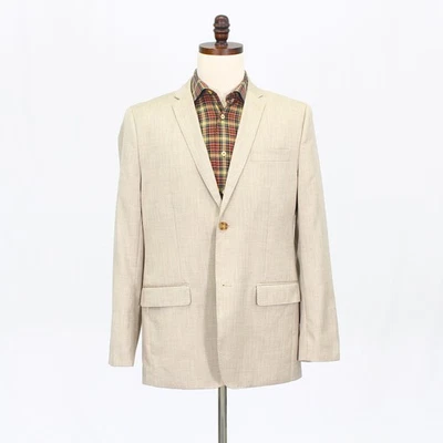 Perry Ellis 42R Beige Sport Coat Blazer Jacket HB 2-Button Polyester - Image 1 of 4